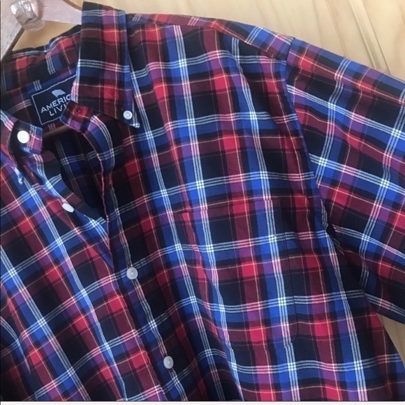 AMERICAN LIVING men’s size XL plaid button front shirt - Picture 5 of 9